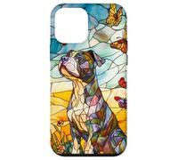 Colorful Pit Bull Dog in Glass Garden Scene Case for iPhone 12 mini