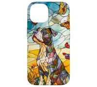 Colorful Pit Bull Dog in Glass Garden Scene Case for iPhone 14