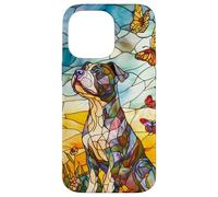 Colorful Pit Bull Dog in Glass Garden Scene Case for iPhone 14 Pro Max