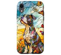 Colorful Pit Bull Dog in Glass Garden Scene Case for iPhone XR
