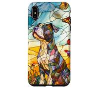 Colorful Pit Bull Dog in Glass Garden Scene Case for iPhone XS Max