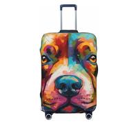 Colorful Pit Bull Portrait in The Elastic Travel Luggage Cover Suitcase Protector, Print Suitcase Baggage Cover Anti-Scratch