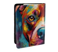 Colorful Pit Bull Portrait in The Printed Passport Holder,Travel Pu Leather Passport Cover Case Organiser for Men Women,6.5 Inch