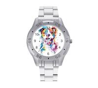 Colorful Pit-Bull Terrier Dog Men's Business Watch Fashion Stainless Steel Wristwatches Custom Easy Read Watches for Women