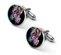 Colorful Pit-Bull Terrier Dog Mens Classic Cufflinks Custom Shirt Cuff Links Jewelry Accessories for Business Wedding 0.7" 0.8"