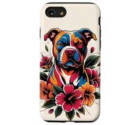 Colorful Pitbull And Hibiscus Dog Lover Dog Dad Dog Mom Case for iPhone SE (2020) / 7/8