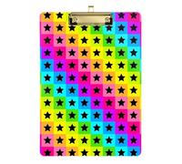 Colorful Plaid Black Stars Acrylic delivery clipboard Standard Letter A4 Size Transparent for Volleyball Baseball Coaches Gold 12x9in Tabla para escribir con Clip