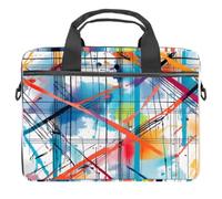 Colorful Plaid Crossing Lines Laptop Shoulder Messenger Bag Case Sleeve Suitable for 13.4 Inch to 14.5 Inch Laptops