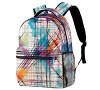 Colorful Plaid Crossing Lines Printed Large Travel Backpack Multiple Pockets Adjustable Straps Causal School Backpack Unisex Work Daypack