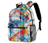 Colorful Plaid Crossing Lines Printed Large Travel Backpack Multiple Pockets Adjustable Straps Causal School Backpack Unisex Work Daypack