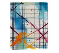 Colorful Plaid Crossing Lines Replaceable Book Cover, Reusable PU Leather Book Protector, Suitable for 148x210 mm Notebooks