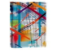 Colorful Plaid Crossing Lines Replaceable Book Cover, Reusable PU Leather Book Protector, Suitable for 148x210 mm Notebooks