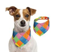 Colorful Plaid Printed,Dog Bandanas Cotton Pet Scarf Adjustable Bibs for Pet,L