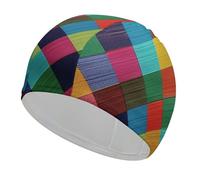 Colorful Plaid Swim Cap for Women Men Swimming Hat Bath Waterproof Pool Caps for Long Thick Curly Hair