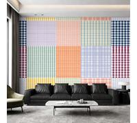 Colorful Plaid Wallpaper - Patchwork Gingham Wall Mural 400x280 cm (W x H), Non-Woven Photo Wallpaper Mural for Bedroom, Living Room, Hallway, Home Decor Y&W92