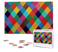 Colorful Plaid Wooden Puzzles 1000 Pieces Personalized Jigsaw Puzzle For Adults Interesting Custom Photo Puzzles Gift For Holiday Birthday Wedding Anniversay