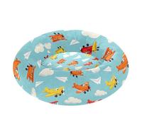 Colorful Planes and Paper Airplanes Pattern Anti-Slip Pet Dog Bed fluffier Calming Bed for Small Size Pets Supplies