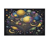 Colorful Planet Jigsaw Puzzles for Kids 1000 Pieces 3d Wooden Puzzle Decompression Game for Adults Women Girl Educational Game Toys （75×50cm）