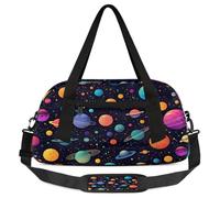 Colorful Planet Kids Overnight Duffle Bags for Girls Boys, Outer Space Lightweight Sports Gym Bag for Kids,Small Overnight Weekender Carry on Travel Bags Dance Bag, Colorful Planet, 18.5L x 7.8W x