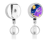 Colorful Planet Retractable Work Badge Holder Keychain Badge Reel 24.4" Cord & 360° Swivel Alligator Clip Heavy Duty Id Name Tag Holder for Nurses Doctors Teachers Office Workers