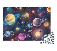 Colorful Planet Space 1000 Piece Cardboard Dreamy Planet Universe Art Puzzle for Adults Scratch-resistant Quiet Time Gift for Family Eco-friendly 70x50cm/1000pcs