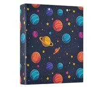 Colorful Planets Star 3 Ring Binder 1.5 Inch Round Ring Binder View Binder Holds 200 Documents for Home School Office Use