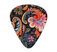 Colorful Plant Patterns printed guitar picks, 12-piece set with thin, medium, and thick styles, comes with a storage case