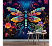 Colorful Plants and Dragonflies Wallpaper 366x254cm Abstract Art Wallpaper Murals,for Living Room Not Self Adhesive Wall Paper Large Mural & Room Decor