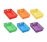 Colorful Plastic Classroom Storage Bins, 13.75 x 10.25 Inch, 6 Pieces, for Organizing A4 Papers, Turn in Trays, Kids School Teachers