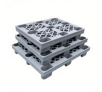 Colorful Plastic Pallet Set of 3Polyethylene Pallets in Various Sizes (Grey 120x100x14cm/47x40x5.5in) for Storage and nization