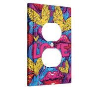 colorful plates for psychedelic switch plug covers love and wings for wall accents thermoplastic wall plates single duplex plug standard size