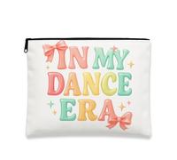 Colorful Playful Makeup Bag, Fun Lettering Cosmetic Travel Pouch for Women, Portable Zipper Organizer, Everyday Use, White, 7x9 Inch, Pouch