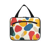 Colorful Point Abstract Pattern Hanging Travel Makeup Bag for Women with Hook, Designer Necessities Makeup Bag for Womens Vacation Bolsa para guardar maquillaje L