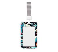 Colorful-Polar-Bear-Snowflake Abs Vertical Id Badge Holder, Name Badge with Clear Scanning Film