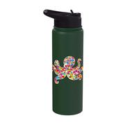 Colorful Polka Dot Octopus Graphic Stainless Steel Insulated Water Bottle