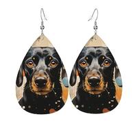 Colorful Polka Dots and Dog Earrings for Women Faux Leather Earring Teardrop Dangle Earrings Lightweight Jewelry Gift