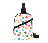 Colorful Polka Dots Foldable Sling Bag for Men Women Water Resistant Chest Bag Rainbow Fanny Pack Crossbody Backpack for Travel Hiking Sports