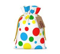 Colorful Polka Dots Linen Drawstring Gift Bag Xmas Party Candy Bag Reusable Storage Pouches