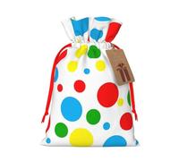 Colorful Polka Dots Linen Drawstring Gift Bag Xmas Party Candy Bag Reusable Storage Pouches