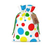 Colorful Polka Dots Linen Drawstring Gift Bag Xmas Party Candy Bag Reusable Storage Pouches