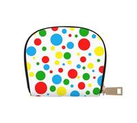 Colorful Polka Dots Print Coin Purse Wallet,Cute Leather Credit Card Holder Zipper Mini Pouch Change Purses
