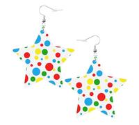 Colorful Polka Dots Printed Leather Pierced Earring Set, 1 Pair Lightweight Bohemian Earrings Birthday Party Jewelry Gifts For Women