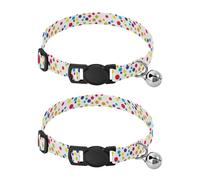 Colorful Polka Dots White Easy to Clean Dog Collar 2 Pack Collars for Puppies