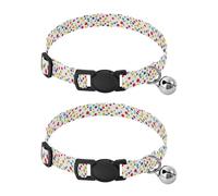 Colorful Polka Dots White Puppy Collar 2 Pack Lightweight Pet Collar for Cats and Dogs Adjustable 10.6 to 17.1 Inches