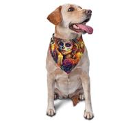 Colorful Polyester Day Of The Dead Printed Graphic Pet Triangle Scarf For Dogs & Cats, Adjustable Cute Pet Bandana For & Photo Shoots