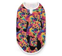 Colorful Pomeranian Dog Cute Printed Dog Shirt Clothes Lightweight Sleeveless Pet Tank Top for Small Medium Large Pets