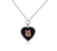 Colorful Pomeranian Dog Pet Urns Necklace Jewelry Printed Heart Pendant Cremation Ashes Necklaces Keepsake with Funnel Kit
