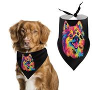 Colorful Pomeranian Dog Triangle Dog Bandana Adjustable Pet Bibs Summer Washable Scarf for Small Medium Large Pets