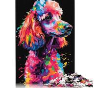 Colorful Poodle Art Puzzle for Adults And Teenagers 500 Pieces Wood Puzzle Jigsaws for Adults Family Activity Jigsaw Puzzles 500pcs (52x38cm)