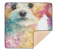 Colorful Poodle Portrait Watercolor Cute Foldable Baby Playmat for Floor Waterproof Travel Play Mat for Baby Toddler Infant, 50'' x 50''